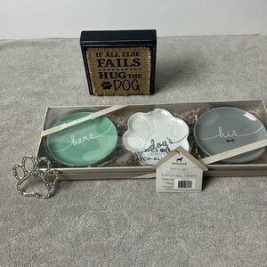 Harvey Lewis Swarovski Paw Ornament, Mudpie Sign & His Hers Dog’s Trinket Trays